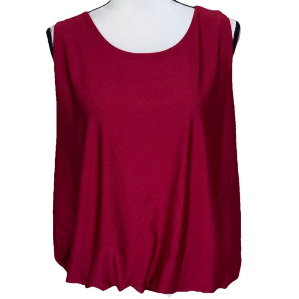 Nine West Berry Red Sleeveless Scoop Neck Blouse